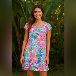 💐 Pink Tropical Floral Mini Dress